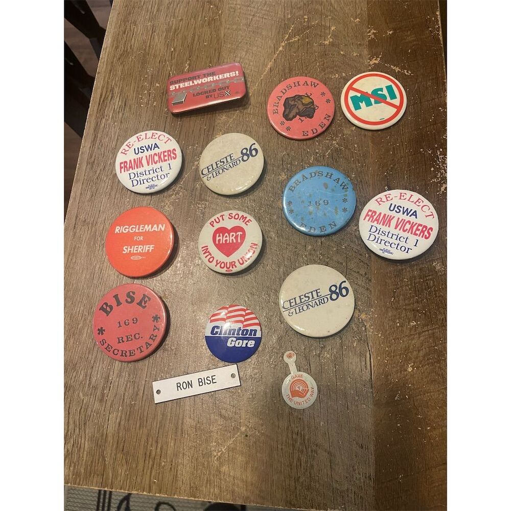 Vintage Political & Union Pinback Button Collection Lot of 13